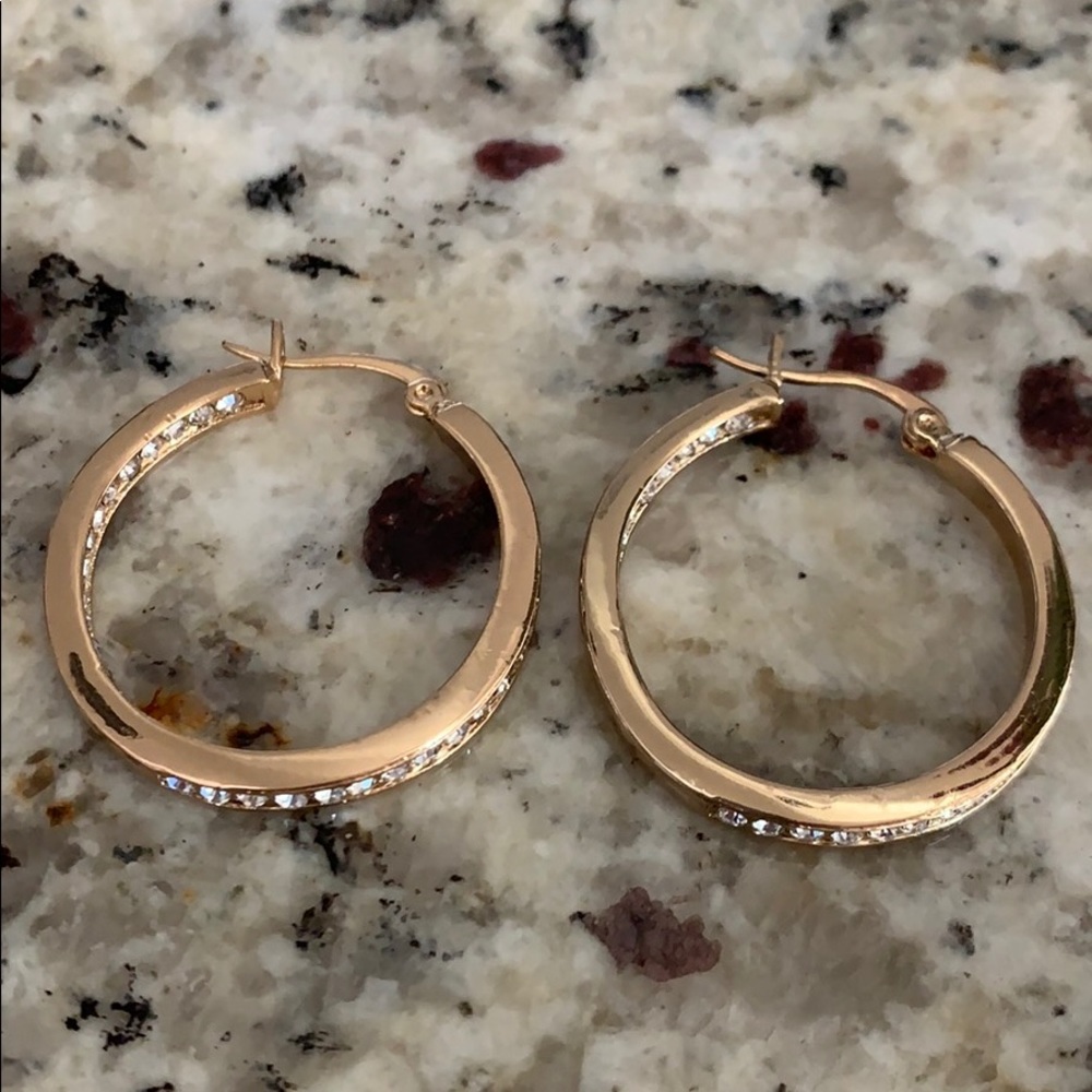 Swarovski Crystal Hoop Earrings Rose Gold - Picture 3 of 5